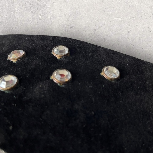 Susan Hyman Vintage Black Suede Belt Wide Studded Half Moon Buckle 80s Statement - Picture 9 of 15